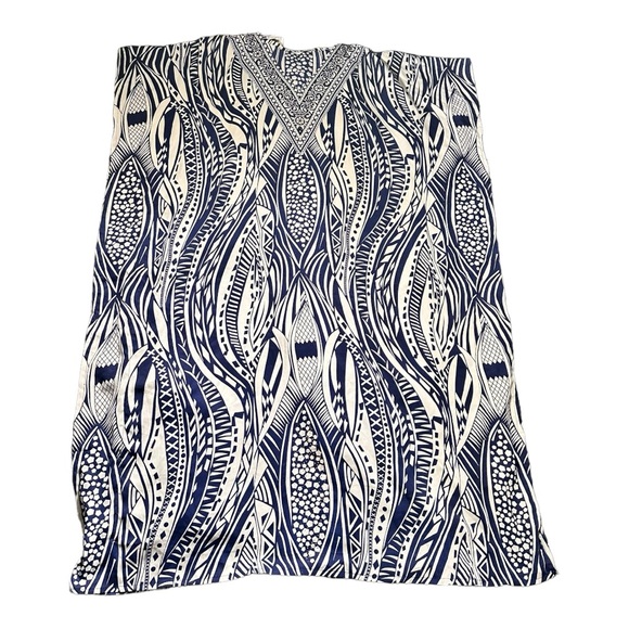 Vintage Sante Classics Mumu Kaftan Maxi Dress One Size Blue Abstract Print - Picture 3 of 12